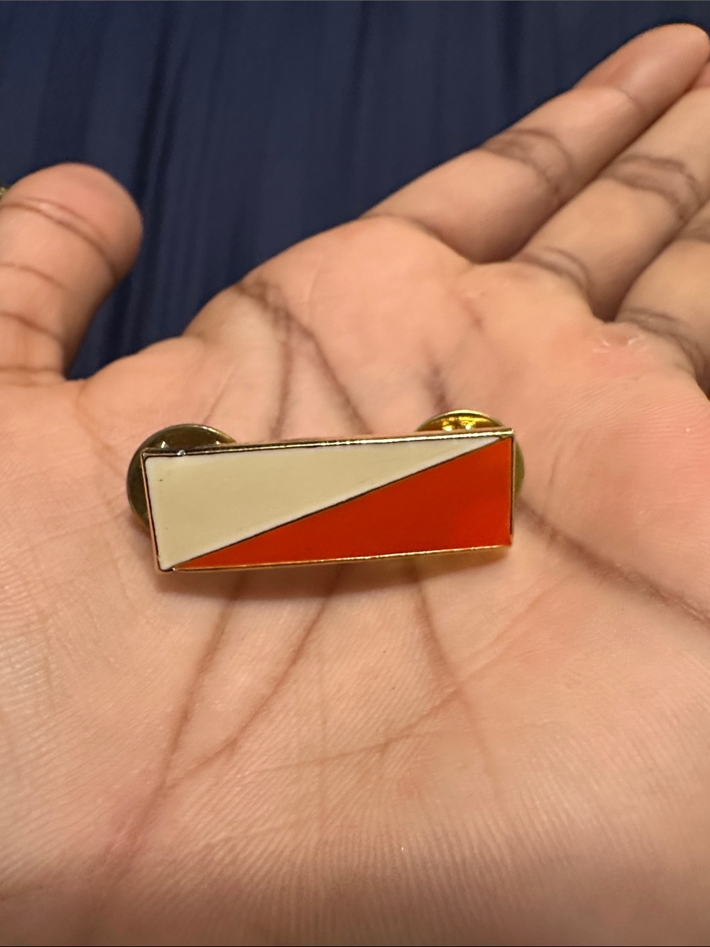 FDNY Cream and Orange Enamel Geometric Bar Brooch - Women Jewelry
